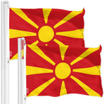 Load image into Gallery viewer, G128 2 Pack: Macedonia Macedonian Flag  3x5 Ft  Printed 150D Polyester  Indoor/Outdoor, Vibrant Colors, Brass Grommets, Quality Polyester, Much Thicker More Durable Than 100D 75D Polyester