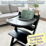 Load image into Gallery viewer, Tray Cover for Stokke Tripp Trapp High Chair Clear  Easy Clean Glossy Surface with Suction Plate Lock Perfect Snap On Fit Protects Original Tray Dishwasher Safe