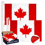 Load image into Gallery viewer, G128 2Pack: Canada Canadian Flag 2x3 FT Double Sided Embroidered 210D Heavy Duty Polyester  Indoor/Outdoor, Vibrant Colors, Brass Grommets, 3ply