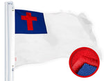 Load image into Gallery viewer, G128 Christian Flag  1x1.5 Ft  StormFlyer Series Embroidered 220GSM Spun Polyester  Religious Flag, Embroidered Design, Indoor/Outdoor, Brass Grommets, Heavy Duty, All Weather