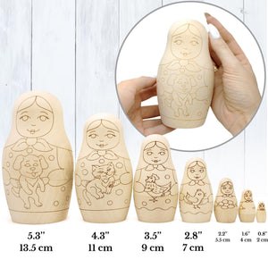 Blank Russian Nesting Dolls to Paint Set 7 pcs Wooden Crafts to Paint Your Own