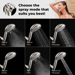 Load image into Gallery viewer, High Pressure 6 Settings Shower Head with Handheld Detachable Set Nickel Finish
