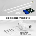 Load image into Gallery viewer, G128  6 Feet Tangle Free Spinning Flagpole (White) Thin Blue Brass Grommets Printed 3x5 ft (Flag Included) Aluminum Flag Pole