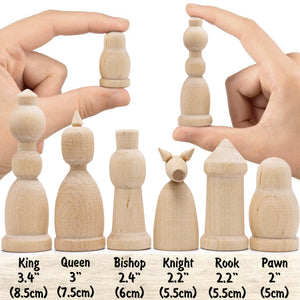 Unfinished Wood Chess Pieces with Vinyl Chess Board Paint Your Own Chess Set