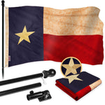 Load image into Gallery viewer, G128 Combo Pack: 5 Ft Tangle Free Aluminum Spinning Flagpole (Black) &amp; Texas TeaStained Flag 2.5x4 Ft, ToughWeave Pro Series Embroidered 420D Polyester  Pole with Flag Included