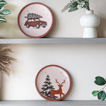 Load image into Gallery viewer, 8 Inch Terracotta Winter Plates Set of 2 Ceramic Wall Hanging Clay Decorative Plates for Winter Decorations Round Wall Decor for Living Room &amp; Kitchen