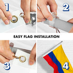 Load image into Gallery viewer, G128 Combo Pack: 6 Feet Tangle Free Spinning Flagpole (Silver) Colombia Colombian Flag 3x5 ft Printed 150D Brass Grommets (Flag Included) Aluminum Flag Pole
