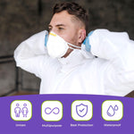 Load image into Gallery viewer, Medical Disposable Coveralls for Adults 2X Large Pack of 5 White Hazmat Suits
