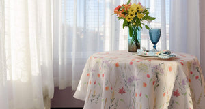 Finest Floral Coloring Round Easter Tablecloth 60 inch Non Iron Stain Resistant