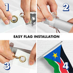 Load image into Gallery viewer, G128 Combo Pack: 6 Ft Tangle Free Aluminum Spinning Flagpole (Silver) &amp; South Sudan South Sudanese Flag 3x5 Ft, LiteWeave Pro Series Printed 150D Polyester  Pole with Flag Included