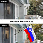 Load image into Gallery viewer, G128 Combo Pack: 6 Ft Tangle Free Spinning Flagpole (Black) &amp; Slovenia Flag 3x5 Ft Printed 150D Polyester, Brass Grommets (Flag Included) Aluminum Flag Pole