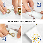 Load image into Gallery viewer, G128 Combo Pack: 6 Ft Tangle Free Spinning Flagpole (White) &amp; Rhode Island Flag 3x5 Ft Printed 150D Polyester, Brass Grommets (Flag Included) Aluminum Flag Pole