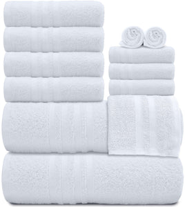 12 Pcs Bath Towel Set for Bathroom 100% Cotton Soft and Plush Highly Absorbent