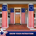 Load image into Gallery viewer, G128 3Pack: Betsy Ross Pull Down Bunting Flag  1.67x8 Ft  Embroidered Polyester