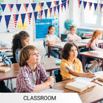 Load image into Gallery viewer, G128 American USA Pennant Banner  Flag 7 x 8 Inch, Full String 9.8 Feet  Printed 150D Polyester, Decorations For Bar, School, Festival Events Celebration (Total 10 PCS)