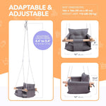 Load image into Gallery viewer, Dark Gray Canvas Baby Swing Wooden Hanging Swing Seat Chair with Safety Belt Durable Baby Swing Chair Outdoor and Indoor Swing for Kids Mounting Hardware Included Dark Gray