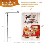 Load image into Gallery viewer, G128 Combo Pack: Garden Flag Stand Black 36 in x 16 in &amp; Garden Flag Fall Decoration Gather Happy Moments Flower Truck 12x18 DoubleSided Blockout Fabric