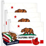 Load image into Gallery viewer, California CA State Flag 2x3FT 3Pack Doublesided Embroidered Polyester By G128