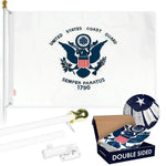 Load image into Gallery viewer, G128  6 Feet Tangle Free Spinning Flagpole (White) US Coast Guard Double Sided Brass Grommets Embroidered 3x5 ft (Flag Included) Aluminum Flag Pole