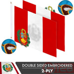 Load image into Gallery viewer, Peru Peruvian Flag 3x5 Ft 2Pack Doublesided Embroidered Polyester By G128