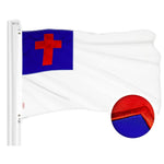 Load image into Gallery viewer, G128 Combo Pack: American USA Flag 1x1.5 Ft &amp; Christian Flag 1x1.5 Ft  Both ToughWeave Series Embroidered 300D Polyester, Embroidered Design, Indoor/Outdoor, Brass Grommets
