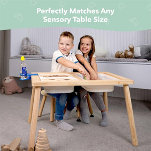 Wooden Step Stool for Kids and Toddlers Set of 4 Black Extendable Legs Kids Chair Sensory Table Stool Children's Round Sitting Stool with Leveling Feet and Anti Slip Pads