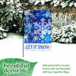 Load image into Gallery viewer, G128 Combo Pack: Garden Flag Stand Black 36 in x 16 in &amp; Garden Flag Winter Decoration Let It Snow Snowflakes 12x18 DoubleSided Blockout Fabric