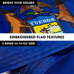 Load image into Gallery viewer, G128  6 Feet Tangle Free Spinning Flagpole (White) Michigan Double Sided Brass Grommets Embroidered 3x5 ft (Flag Included) Aluminum Flag Pole