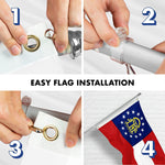 Load image into Gallery viewer, G128 Combo Pack: 6 Ft Tangle Free Spinning Flagpole (Silver) &amp; Georgia Flag 3x5 Ft Embroidered 220GSM Spun Polyester, Brass Grommets (Flag Included) Aluminum Flag Pole