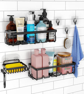Shower Caddy 3 Pack Shower Organizer with 20 Hooks 3 Adhesive Hooks Large Steel