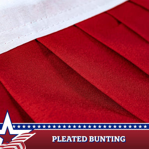 2 Pack USA Pleated Fan Flag 1.5x3 Ft American USA Bunting Decoration Embroidered