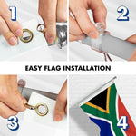 Load image into Gallery viewer, G128 Combo Pack: 6 Feet Tangle Free Spinning Flagpole (Silver) South Africa South African Flag 3x5 ft Printed 150D Brass Grommets (Flag Included) Aluminum Flag Pole