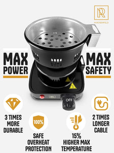 PRO Hookah Coal Burner for Hookah – Professional FIRE Tower Multipurpose Electric Stove for Hookah Coals Burner for Shisha Free Hookah Tongs Hookah Charcoal Burner for Hookah Cubes