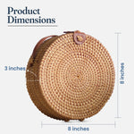 Load image into Gallery viewer, Handmade Rattan Round Purse with Leather Strap Woven Crossbody bags for Women Brown Tan Wicker Boho Straw Bags for Women Trendy Vacation Purse for Travel &amp; Casual Outfits Gift for Her Sustainable Stylish Natural Rattan