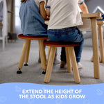 Load image into Gallery viewer, Wooden Step Stool for Kids and Toddlers – Set of 2 – Walnut – Extendable Legs Kids Chair – Sensory Table Seat – Children&#39;s Round Sitting Furniture with Leveling Feet and Anti Slip Pads
