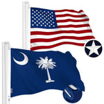 Load image into Gallery viewer, G128 Combo Pack: American USA Flag 2.5x4 Ft &amp; South Carolina Flag 2.5x4 Ft, Both Embroidered SPUN Polyester, Indoor/Outdoor, Brass Grommets