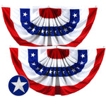 Load image into Gallery viewer, 2 Pack USA Pleated Fan Flag 1.5x3 Ft American USA Bunting Decoration Embroidered
