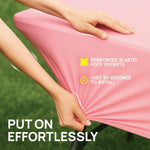 Load image into Gallery viewer, Pink Spandex Table Covers 6ft 2 Pack Elegant Durable Stretchy 6ft Table Cover Fitted Wrinkle and Stain Resistant Elastic Leg Pockets
