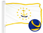 Load image into Gallery viewer, G128 Combo Pack: American USA Flag 2x3 Ft &amp; Rhode Island RI State Flag 2x3 Ft  Both ToughWeave Series Embroidered Polyester, Embroidered Design, Indoor/Outdoor, Brass Grommets