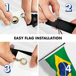 Load image into Gallery viewer, G128 Combo Pack: 6 Feet Tangle Free Spinning Flagpole (Black) Brazil Brazilian Flag 3x5 ft Printed 150D Brass Grommets (Flag Included) Aluminum Flag Pole