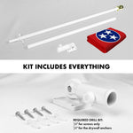 Load image into Gallery viewer, G128 Combo Pack: 5 Ft Tangle Free Spinning Flagpole (White) &amp; Tennessee Flag 2.5x4 Ft Embroidered 220GSM Spun Polyester, Brass Grommets (Flag Included) Aluminum Flag Pole