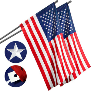 USA American Flag 1x1.5 Ft 2 Pack Pole Sleeve Embroidered Polyester Vibrant