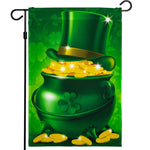 Load image into Gallery viewer, G128  St Patrick's Day Garden Flag, St Patrick's Themed Decorations  Pot of Gold and Hat,   12x18 Inch  Printed 150D Polyester  Rustic Holiday Seasonal Outdoor Flag