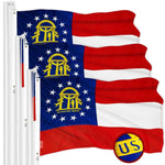 Load image into Gallery viewer, G128 3 Pack: Georgia GA State Flag  4x6 Ft  ToughWeave Series Embroidered 300D Polyester  Embroidered Design, Indoor/Outdoor, Brass Grommets