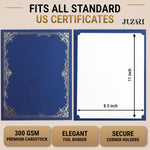 Load image into Gallery viewer, 10 Pack Single Sided Certificate Holders 8.5x11 Blue   Award Certificate Folders with Silver Foil Border Cardstock Covers Letter Size   Graduation Certificate Sleeves   Protective Diploma Holders Bulk