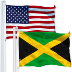Load image into Gallery viewer, G128 Combo Pack: USA American Flag 3x5 Ft 150D Printed Stars &amp; Jamaica (Jamaican) Flag 3x5 Ft 150D Printed