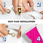 Load image into Gallery viewer, G128 Combo Pack: 5 Ft Tangle Free Aluminum Spinning Flagpole (White) &amp; Solid Magenta Color Flag 2.5x4 Ft, LiteWeave Pro Series Printed 150D Polyester  Pole with Flag Included