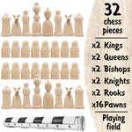 Load image into Gallery viewer, Unfinished Wood Chess Pieces with Vinyl Chess Board Paint Your Own Chess Set
