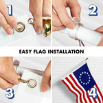 Load image into Gallery viewer, G128 Combo Pack: 6 Ft Tangle Free Aluminum Spinning Flagpole (White) &amp; Betsy Ross Flag 3x5 Ft, ToughWeave Series Embroidered 300D Polyester  Pole with Flag Included