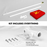 Load image into Gallery viewer, G128 Combo Pack: 6 Ft Tangle Free Aluminum Spinning Flagpole (White) &amp; Union of Soviet Socialist Republics USSR Flag 3x5 Ft, LiteWeave Pro Series Printed 150D Polyester  Pole with Flag Included